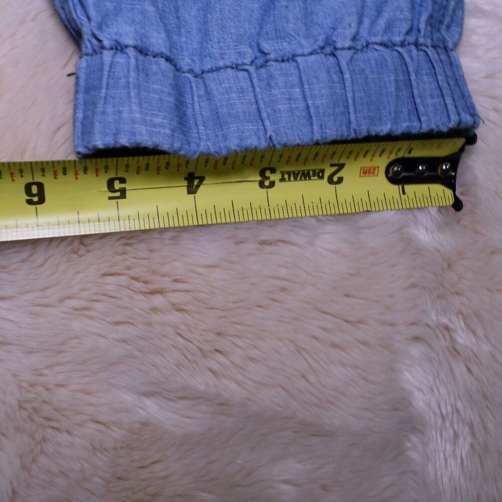 Point Sur Seaside Cotton Pants Sz 4 Blue High Waist Cropped Stretch Waist Comfy - Picture 9 of 14